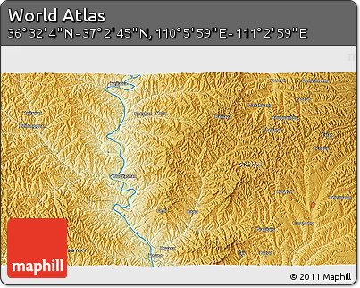 Physical 3D Map of the Area around 36° 47' 25" N, 110° 34' 29" E