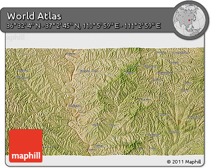 Satellite 3D Map of the Area around 36° 47' 25" N, 110° 34' 29" E