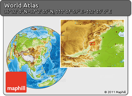Physical Location Map of the Area around 36° 47' 25" N, 112° 16' 30" E