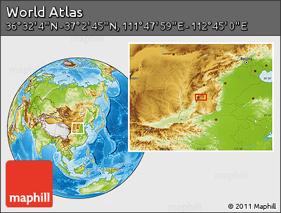 Physical Location Map of the Area around 36° 47' 25" N, 112° 16' 30" E