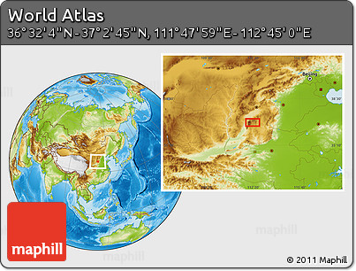 Physical Location Map of the Area around 36° 47' 25" N, 112° 16' 30" E