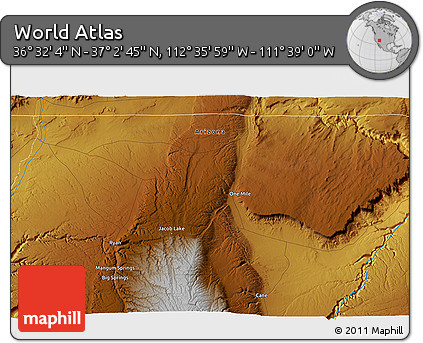 Physical 3D Map of the Area around 36° 47' 25" N, 112° 7' 30" W