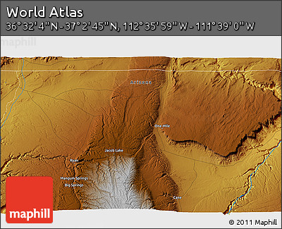 Physical 3D Map of the Area around 36° 47' 25" N, 112° 7' 30" W
