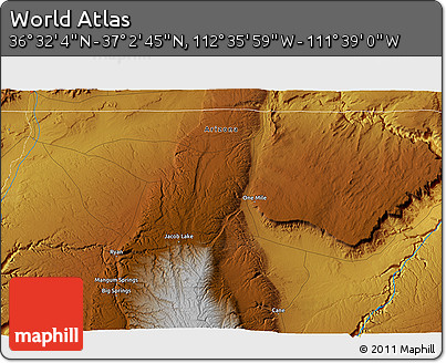 Physical 3D Map of the Area around 36° 47' 25" N, 112° 7' 30" W