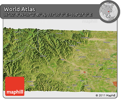 Satellite 3D Map of the Area around 36° 47' 25" N, 113° 58' 29" E
