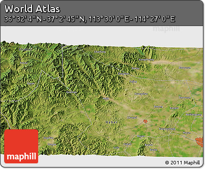 Satellite 3D Map of the Area around 36° 47' 25" N, 113° 58' 29" E