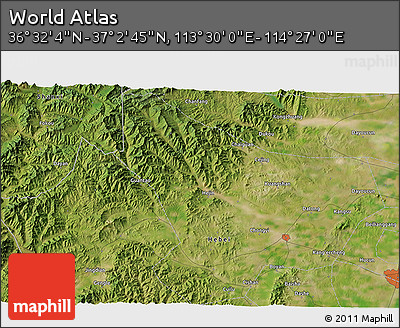 Satellite 3D Map of the Area around 36° 47' 25" N, 113° 58' 29" E