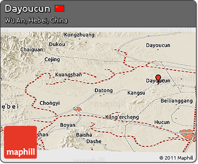 Shaded Relief Panoramic Map of Dayoucun