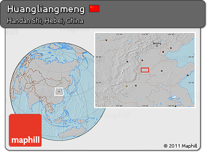 Gray Location Map of Huangliangmeng, hill shading