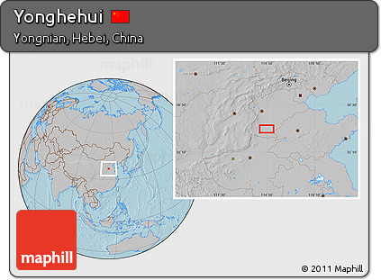 Gray Location Map of Yonghehui, hill shading