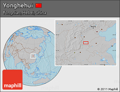 Gray Location Map of Yonghehui, hill shading