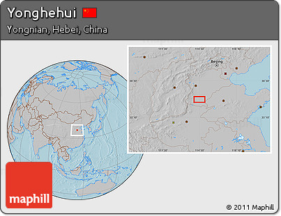 Gray Location Map of Yonghehui, hill shading