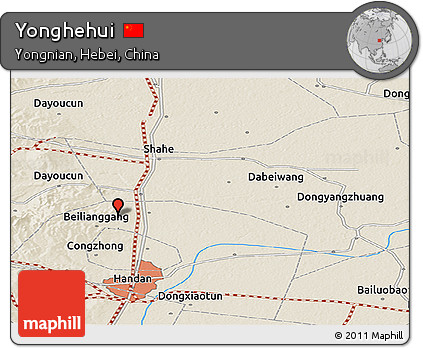 Shaded Relief Panoramic Map of Yonghehui