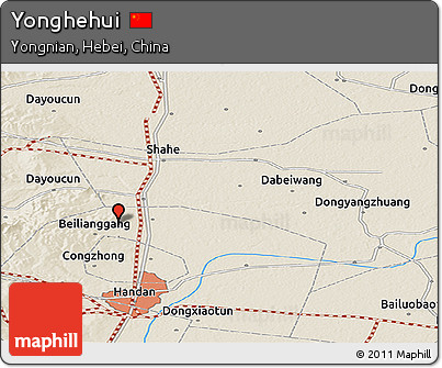 Shaded Relief Panoramic Map of Yonghehui