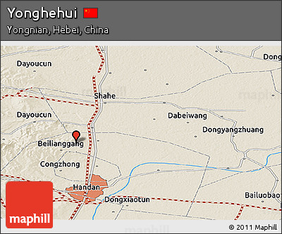 Shaded Relief Panoramic Map of Yonghehui