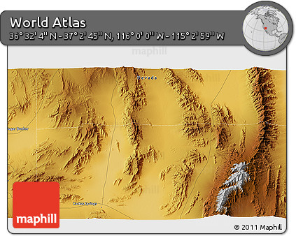 Physical 3D Map of the Area around 36° 47' 25" N, 115° 31' 30" W