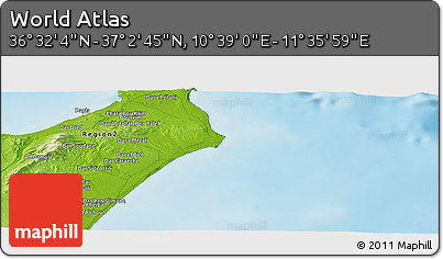Physical Panoramic Map of the Area around 36° 47' 25" N, 11° 7' 30" E