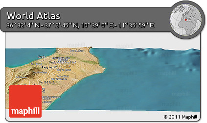Satellite Panoramic Map of the Area around 36° 47' 25" N, 11° 7' 30" E
