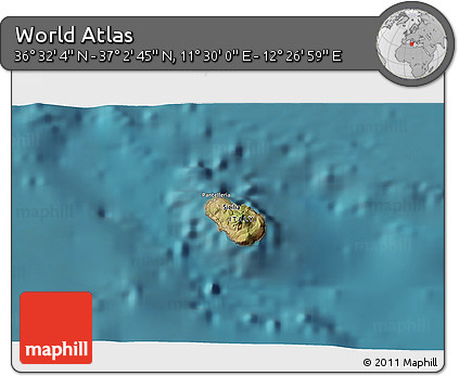 Satellite 3D Map of the Area around 36° 47' 25" N, 11° 58' 29" E