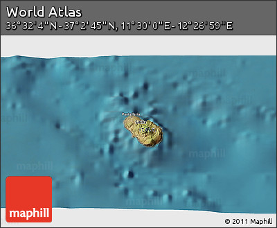 Satellite 3D Map of the Area around 36° 47' 25" N, 11° 58' 29" E