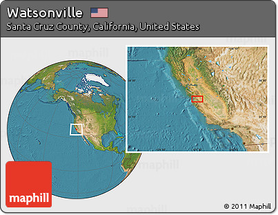 Satellite Location Map of Watsonville