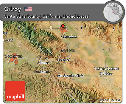 Satellite Map of Gilroy