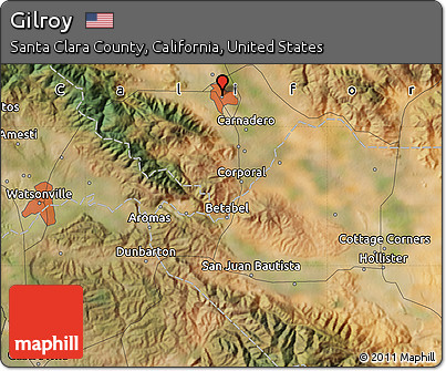 Satellite Map of Gilroy