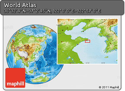Physical Location Map of the Area around 36° 47' 25" N, 122° 28' 29" E