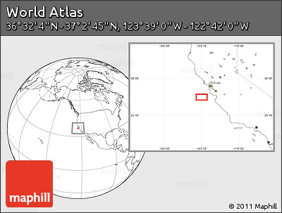 Blank Location Map of the Area around 36° 47' 25" N, 123° 10' 30" W
