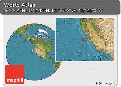 Satellite Location Map of the Area around 36° 47' 25" N, 123° 10' 30" W