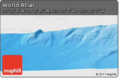 Shaded Relief Panoramic Map of the Area around 36° 47' 25" N, 123° 10' 30" W