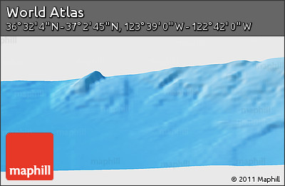 Shaded Relief Panoramic Map of the Area around 36° 47' 25" N, 123° 10' 30" W