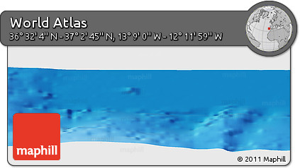 Shaded Relief Panoramic Map of the Area around 36° 47' 25" N, 12° 40' 30" W