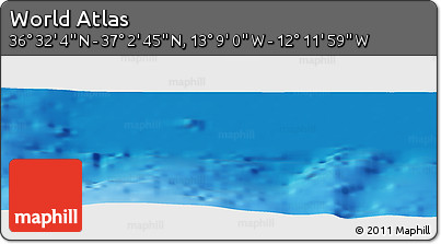 Shaded Relief Panoramic Map of the Area around 36° 47' 25" N, 12° 40' 30" W