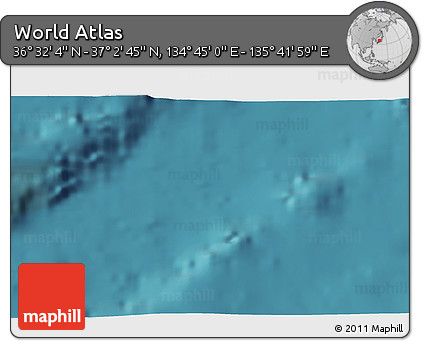 Satellite 3D Map of the Area around 36° 47' 25" N, 135° 13' 29" E