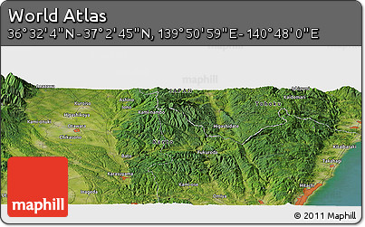 Satellite Panoramic Map of the Area around 36° 47' 25" N, 140° 19' 29" E