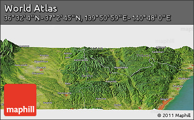 Satellite Panoramic Map of the Area around 36° 47' 25" N, 140° 19' 29" E