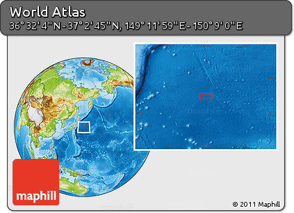 Physical Location Map of the Area around 36° 47' 25" N, 149° 40' 30" E