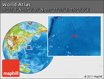 Physical Location Map of the Area around 36° 47' 25" N, 149° 40' 30" E