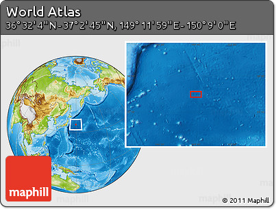 Physical Location Map of the Area around 36° 47' 25" N, 149° 40' 30" E