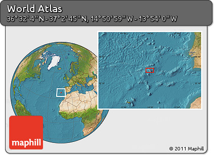 Satellite Location Map of the Area around 36° 47' 25" N, 14° 22' 30" W