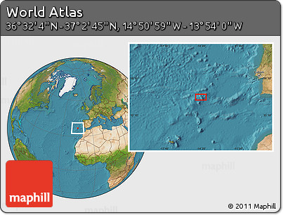 Satellite Location Map of the Area around 36° 47' 25" N, 14° 22' 30" W