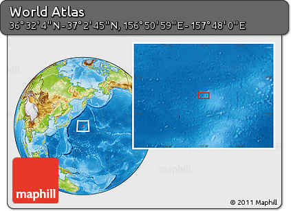 Physical Location Map of the Area around 36° 47' 25" N, 157° 19' 29" E