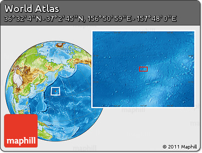 Physical Location Map of the Area around 36° 47' 25" N, 157° 19' 29" E