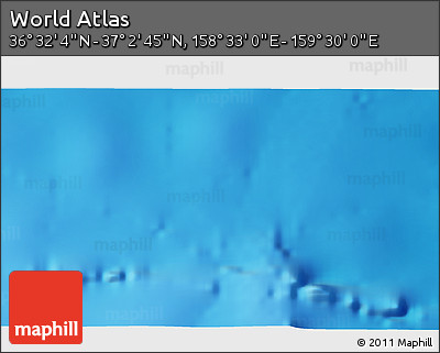 Physical 3D Map of the Area around 36° 47' 25" N, 159° 1' 30" E
