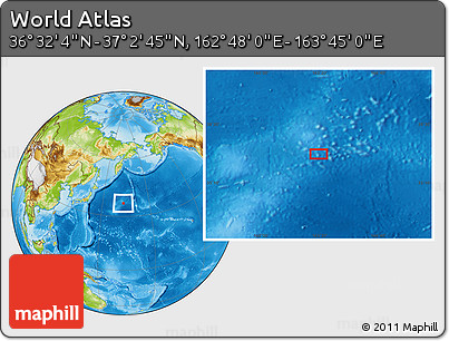 Physical Location Map of the Area around 36° 47' 25" N, 163° 16' 30" E