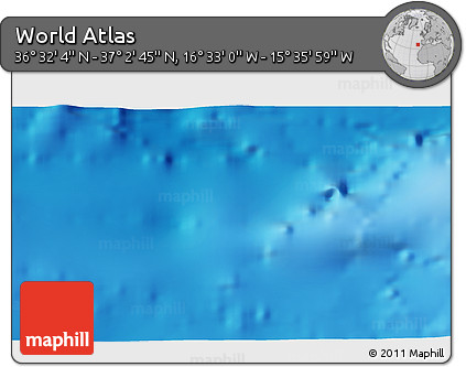 Shaded Relief 3D Map of the Area around 36° 47' 25" N, 16° 4' 29" W