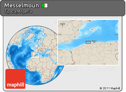Shaded Relief Location Map of Messelmoun