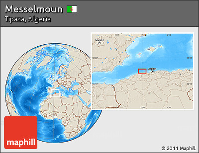 Shaded Relief Location Map of Messelmoun
