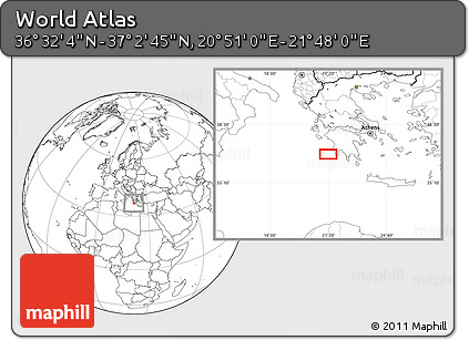 Blank Location Map of the Area around 36° 47' 25" N, 21° 19' 30" E